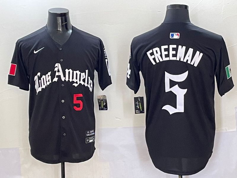 Men Los Angeles Dodgers #5 Freeman Black Five generations Joint Name 2025 Nike MLB Jersey style 5->los angeles dodgers->MLB Jersey